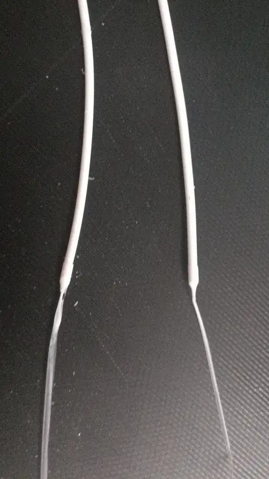 Filament pulled out of the extruder