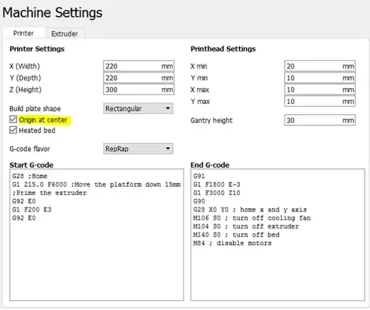 CURA settings - Printer