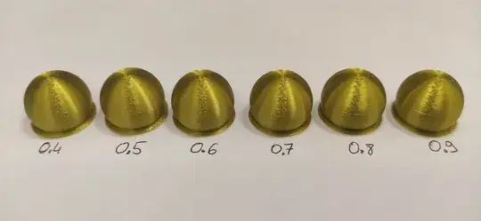 seam in diferent retraction distance