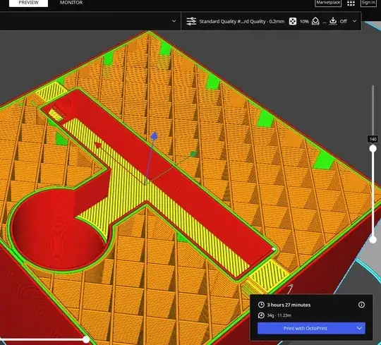 Project sliced and height in preview adjusted to desired point
