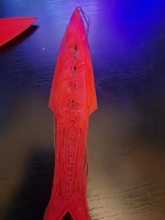 3D printed model with badly extruded layer 3D printed model with badly extruded layer