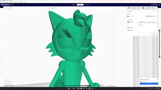 Screenshot of a Cura's Preview of a 3D model