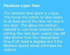 Hint text of Minimal Layer Time parameter of Ultimaker Cura