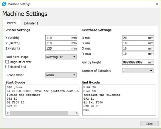 Machine settings - Printer Machine settings - Printer