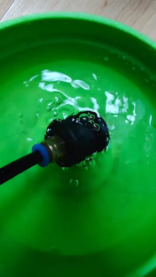 Photo of pressure resistant under water producing bubbles; not airtight