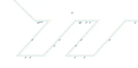 A complex contour and its inner offset in dashed line