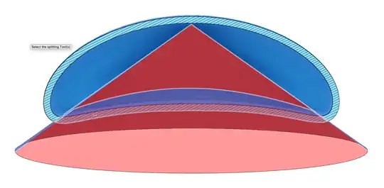 Cross section of the mushroom top and the splitting surface Cross section of the mushroom top and the splitting surface