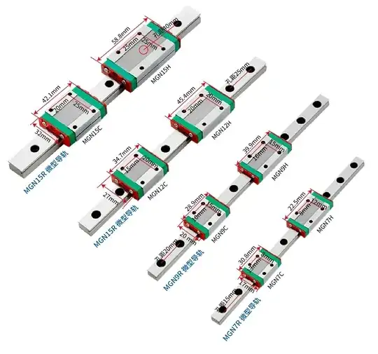 Diagram of linear rails showing block length Diagram of linear rails showing block length