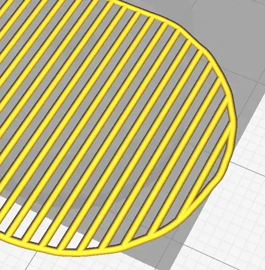 A Cura preview of a raft with crosshatch A Cura preview of an open raft