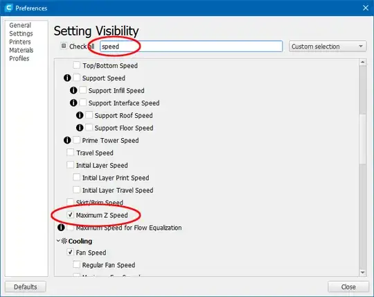Configure setting visibility dialog