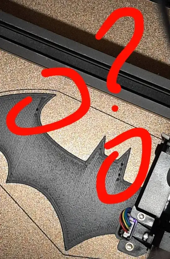 Photo of first few layers with printing errors highlighted in red Photo of first few layers with printing errors highlighted in red