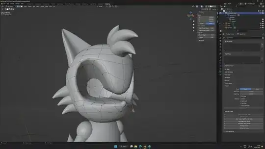 Screenshot of the same 3D model in Blender with modifications
