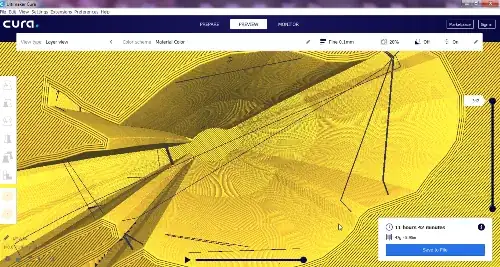 the bottom of the repaired model in print preview of cura