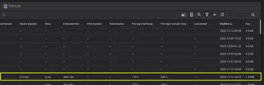 Screenshot of the right-hand portion of MoonRaker's File List