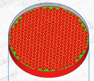 Sliced cross-section: in yellow: many extra thin lines!