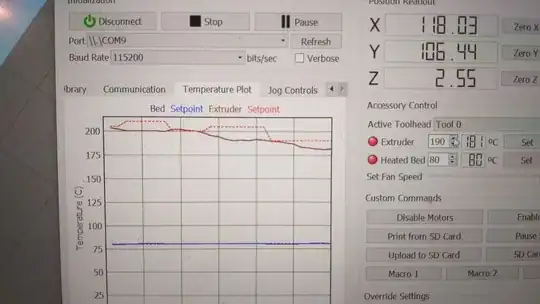 Right after the initial drop from 215 to 205 °C Right after the initial drop from 215 to 205 °C