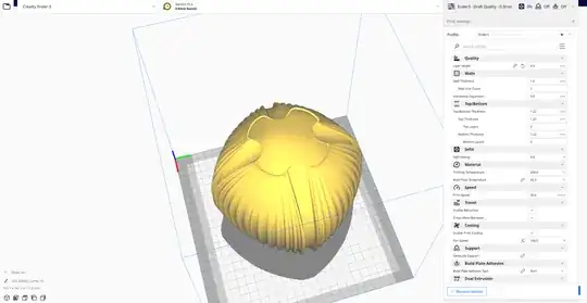 Screenshot of a vase model in Cura showing from the top down