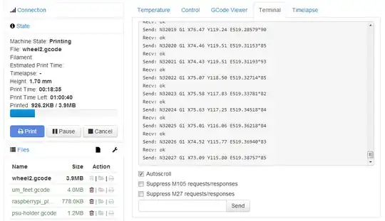 OctoPrint terminal interface OctoPrint terminal interface