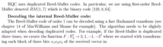 Decoding the internal Reed-Muller code section