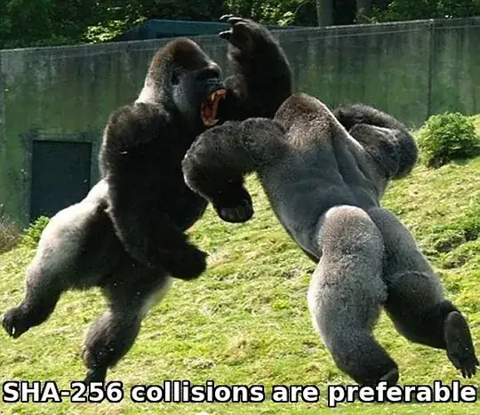 SHA-256 collisions are not scary; gorillas are.