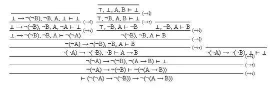 sequent calculus derivation of the backward implication