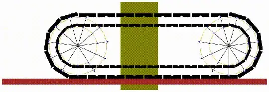 Aristotle's bulldozer with outer belt contacting ground