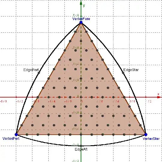 Regular triangular grid of points viewed from above.