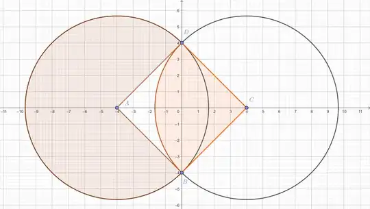 area computation for the intersection of a disk with the exterior of the other disk
