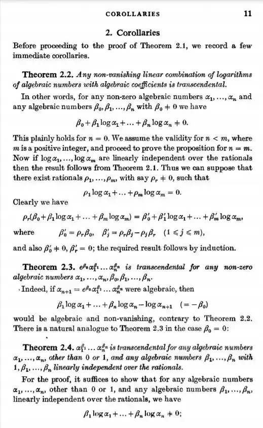 Baker's Theorem Corollaries