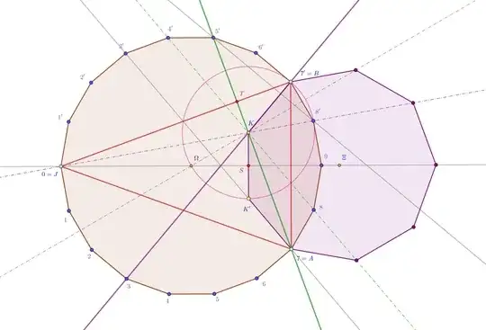 configuration of two regular polygons with 18 and respectively 9 sides