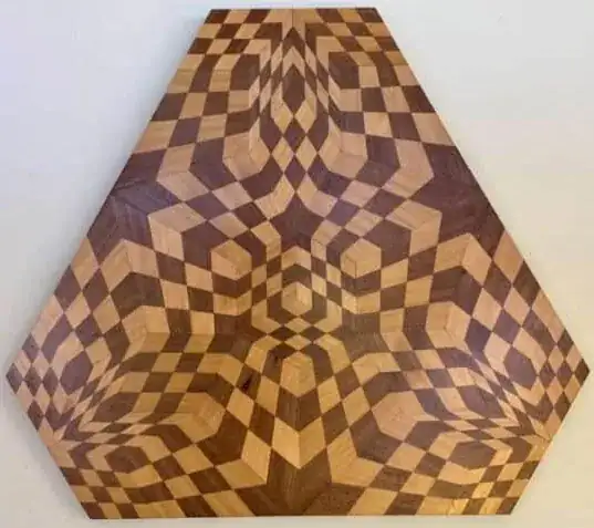 hexagonal grid on wood