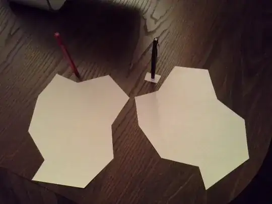 The image shows two irregular shapes which will be subject to projective distortions