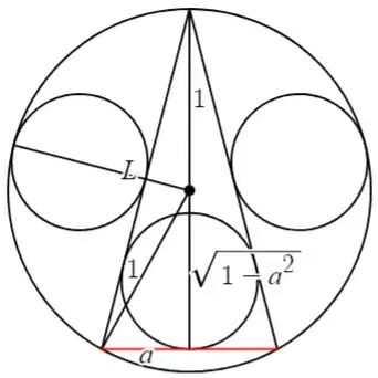 Isosceles triangle inscribed in circle