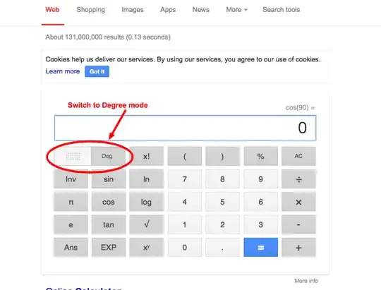 Degree mode in Google Calculator