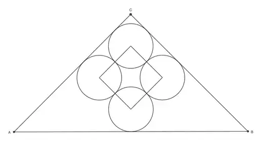 four circles in isosceles right triangle