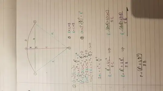 arc-chord length radial derivative formula