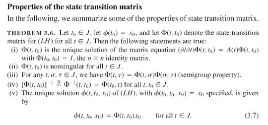 properties of the state transition matrix