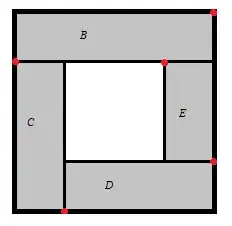 set A composed of sets B,C,D, and E