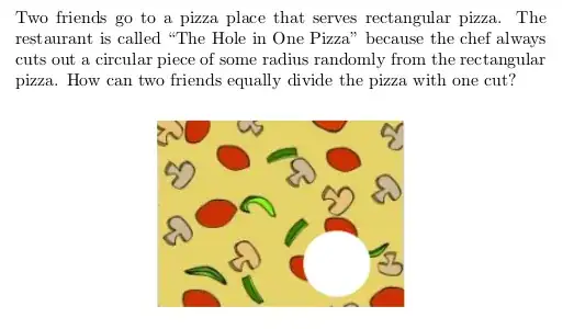 rectangular pizza with a circular hole