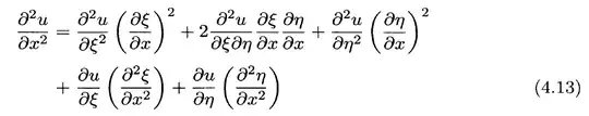 Formula of second-order derivative of u w.r.t. x