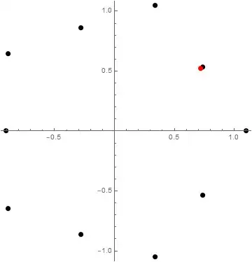 the ten roots and an average of a pair of them