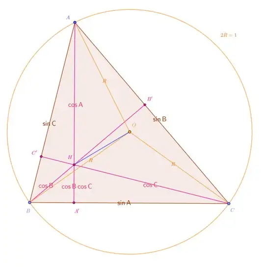 Some relations in the triangle, values for the trigonometric functions of the angles