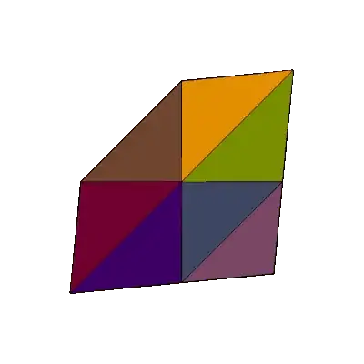 Animated GIF with three tetrahedra on the faces of a octahedron.