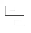 a polygonal path with vertices (-1, 1), (0, 1), (0, 2), (-2, 2), (-2, 0), (2, 0), (2, -2), (0, -2), (0, -1), (1, -1)