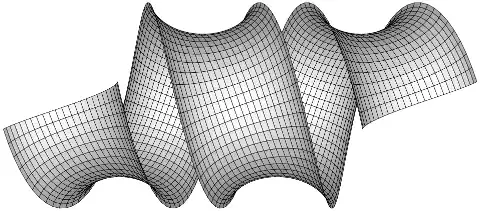A hyperbolic surface with helical symmetry