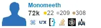 profile for Monomeeth on Stack Exchange, a network of free, community-driven Q&A sites