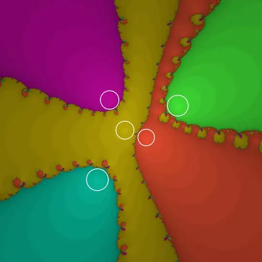 Newton fractal with immediate basin circles in white