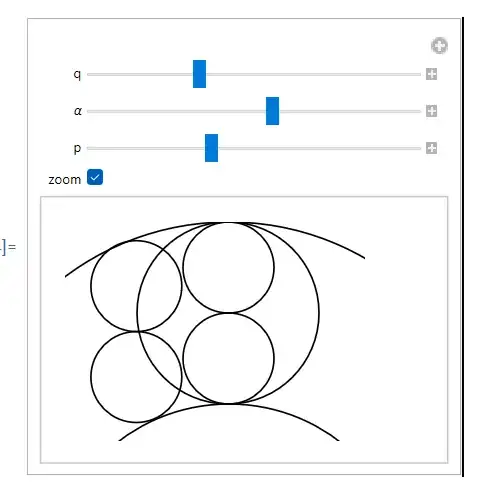 4  packed circles between two tangent circles