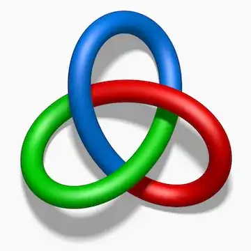 Trefoil knot, which has 3 arcs, all colored a different color.