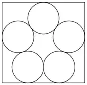 Image of five unit circles in a rectangle